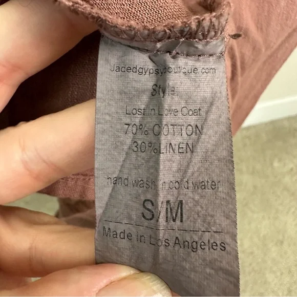 JADED GYPSY Lost in Love Coat Dusty Mauve SZ S/M NWT - Picture 4 of 7